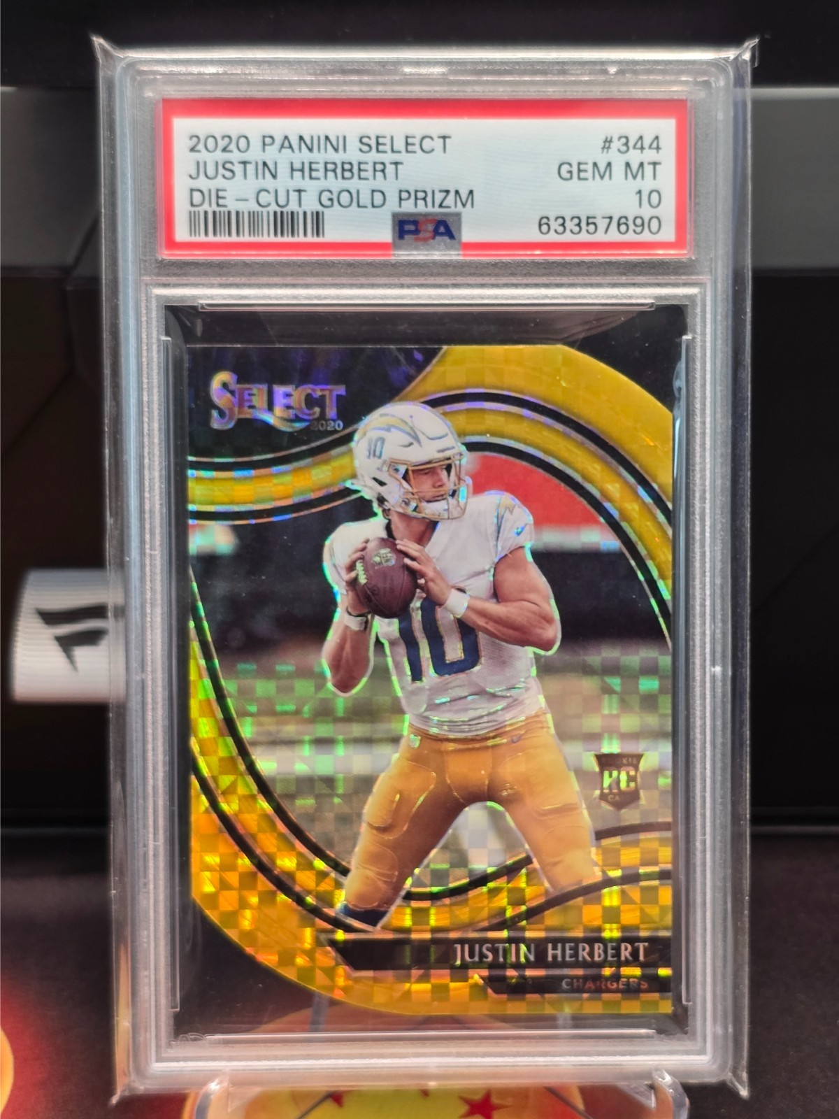 2020 Select Gold Prizm Field Level #344 Justin Herbert RC /10 PSA 10 Chargers!