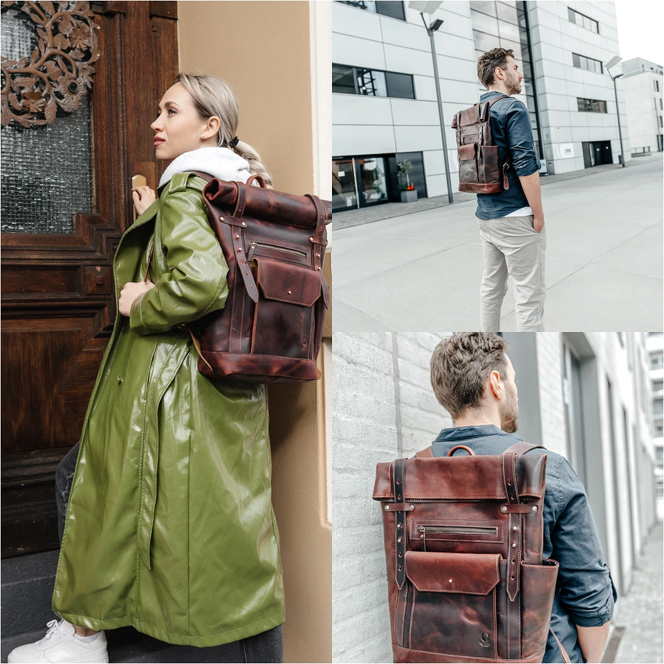 HANDGEFERTIGT Rucksack Leder Herren Damen - Bild 2 von 4