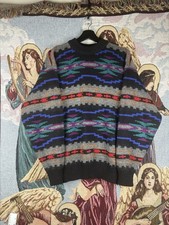 Vintage Alps Wool Sweater Mens Medium Knit Multicolor Pullover Cottagecore