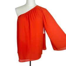 Reformation One-Shoulder Party Mini Dress in Tomato Red Orange 4 NWT | No Shorts