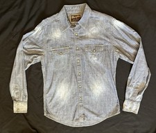 Wrangler Retro Women's Long Sleeve Denim Pearl Snap Shirt Sz Medium Faded