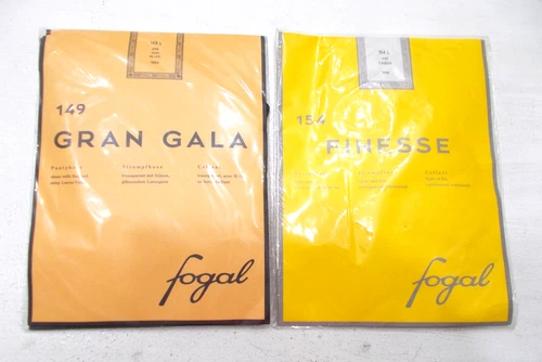 2 Fogal Finesse Cassis/ Gran Gala Noir Silver Pantyhose Women's Size L