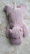 TY Beanie Buddies Happy Hippo Purple 2000 Laying Flat Lovey Plush 14" MWMT