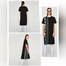 2428) Zara Trafaluc Black Crochet Plaid Short Sleeve Dress Size Small