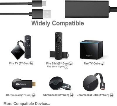 Fire TV Stick Ethernet Adapter, Ethernet Adapter für Fire Stick und Chromecast,