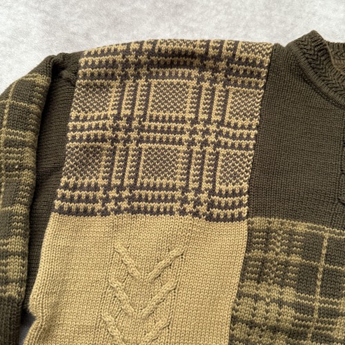 Vintage 90s Roundtree & Yorke Sweater Mens M Patchwork 3D Knit Coogi - Picture 2 of 13