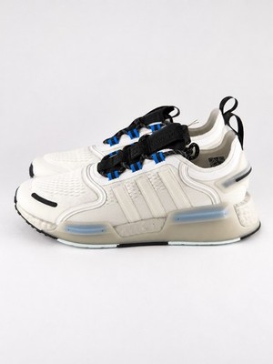 Size 6.5M- adidas NMD R1 V3 Crystal White Rustic Blue Sneakers White Blue