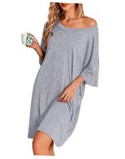 Nightgowns for Women Bamboo Viscose Night Gowns Plus Size XX-Large Light Grey