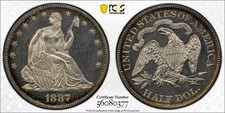 1887 Liberty Seated Silver Half Dollar 50c Pcgs Pr63cam Cac 1887 Liberty Seated Silver Half Dollar 50c Pcgs Pr63cam Cac