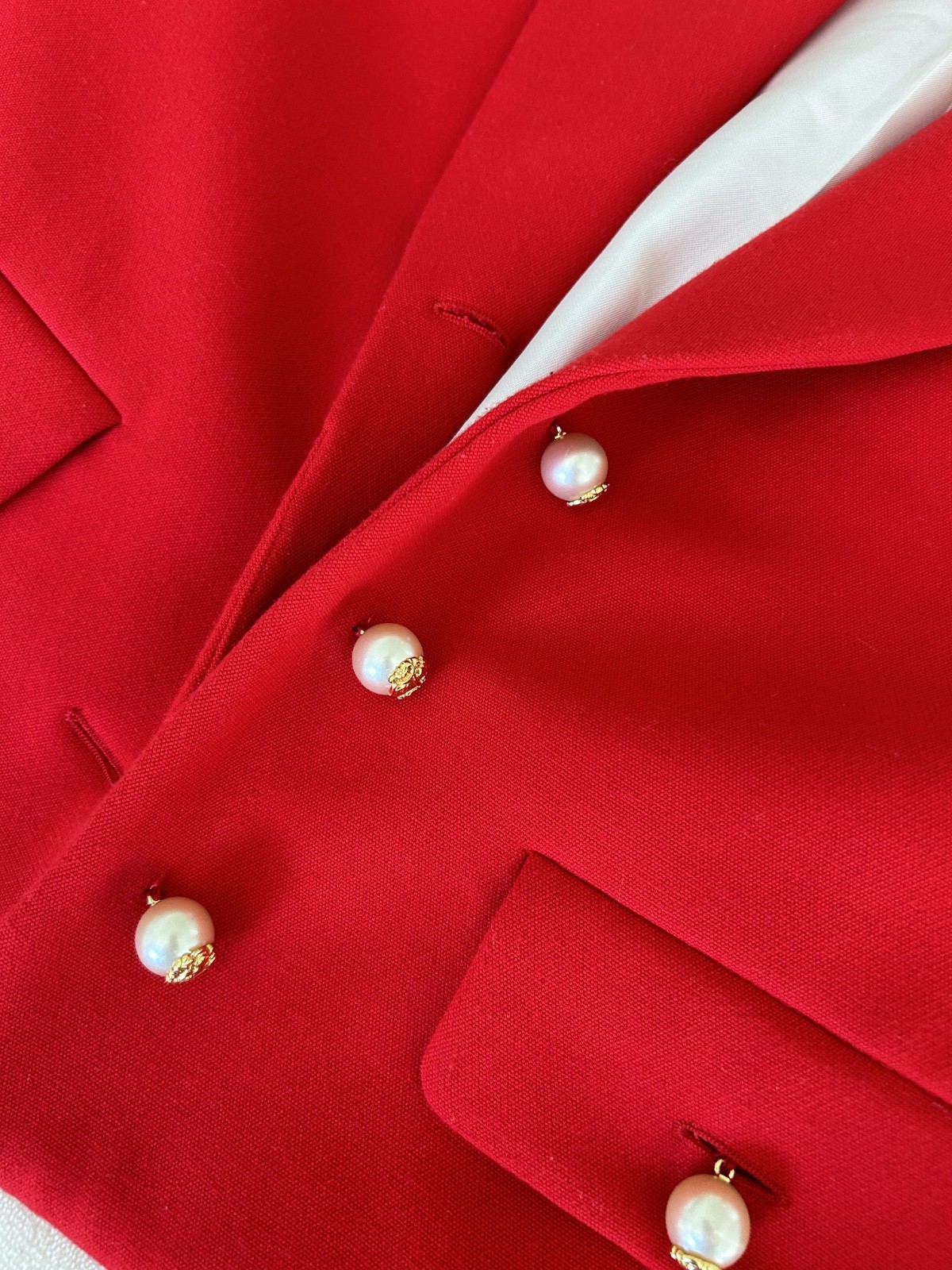 ZARA Red Cropped Blazer Jacket Women’s Size S Pearl Button Pockets New thumbnail 9