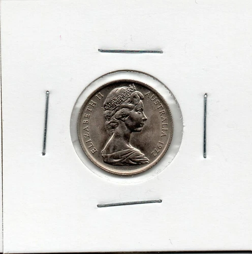 AUSTRALIAN: 1972  5 CENT  UNC  COIN IN 2X2 HOLDER