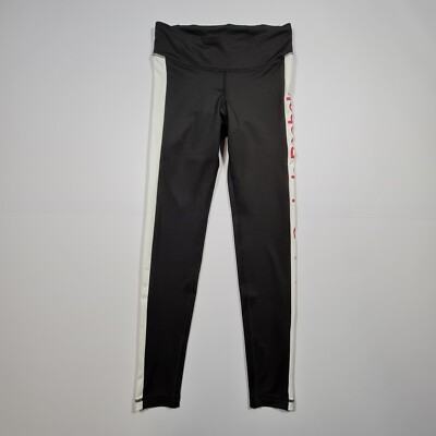 Reebok Damen Leggings schwarz Small Mid Rise Linear Logo Compression Tight