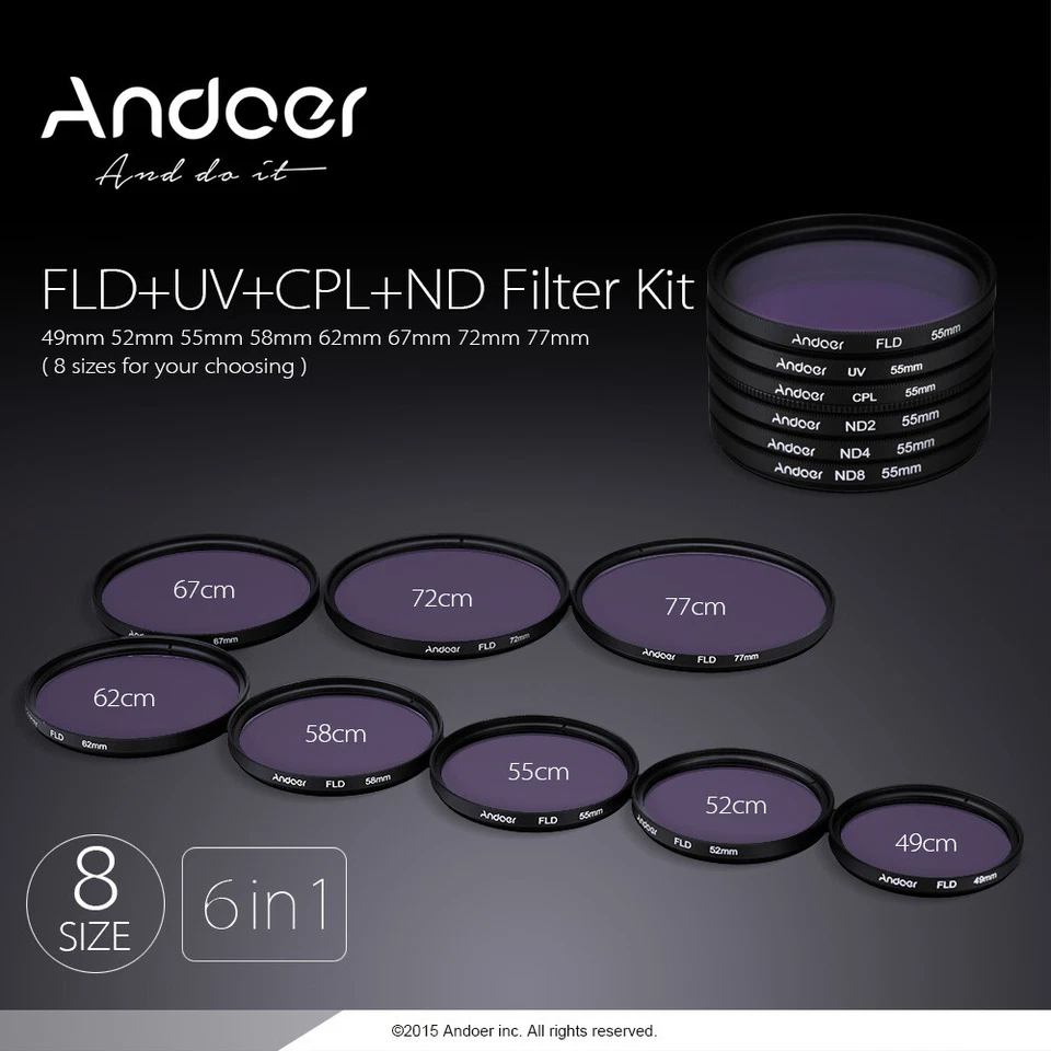 Andoer 52mm UV+CPL+FLD+ND Photography Filter Kit Set for Nikon DSLR Camera F0G1 - Image 2 of 4