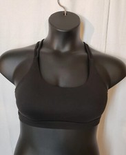 Sz XS Women's Sports Bra Black Crisscross Straps, Removable Pads New