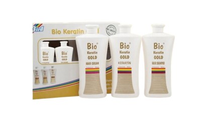Bio keratin Gold haarglättung Set 3 x 150 ml (Keratin, Schampoo, Conditioner)