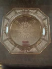 Pink Square Anchor Hocking Glass "Princess" Depression Era 9" Dinner Plate