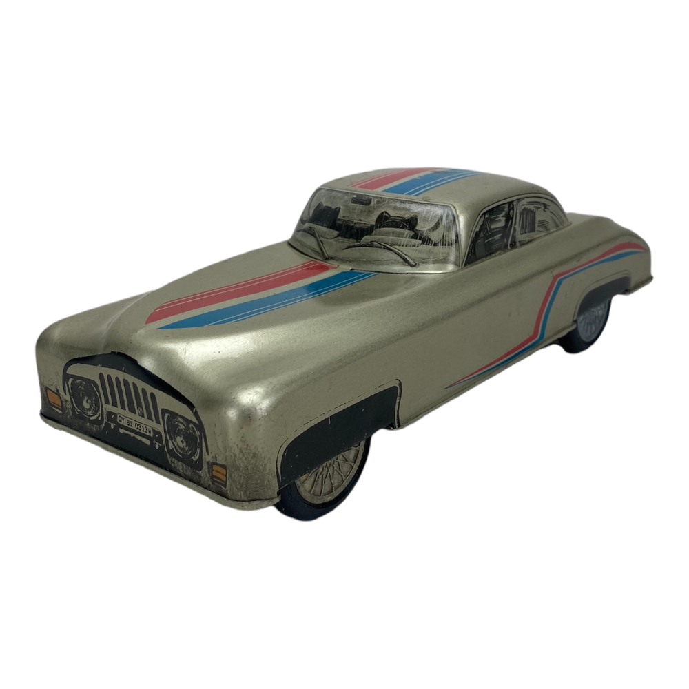 VINTAGE RACE CAR 70's-80's TIN TOY FRICTION CAR FOREIGN HUNGARY.  GRNTOT