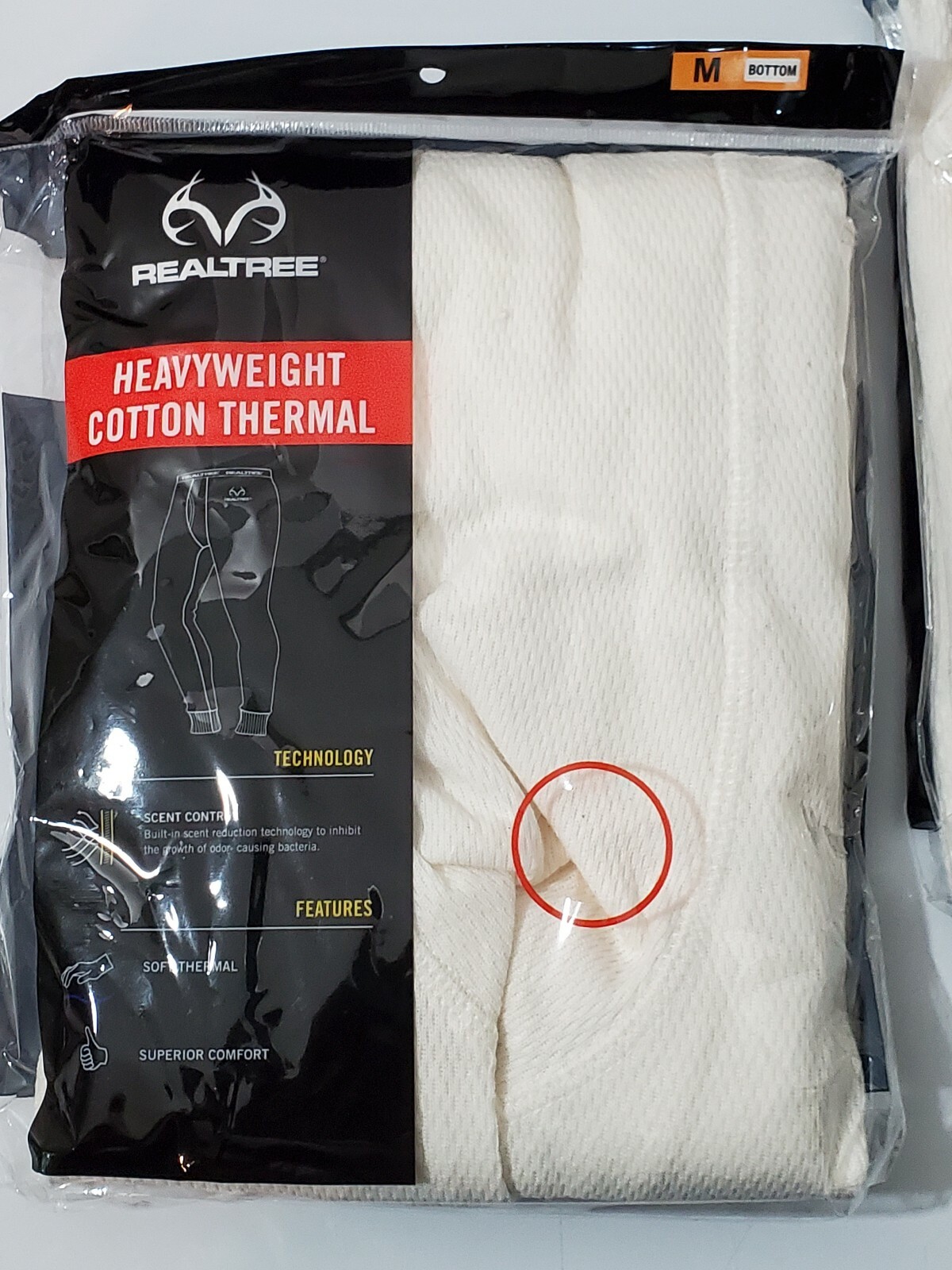 realtree men's heavyweight cotton thermal underwear bottom natural size