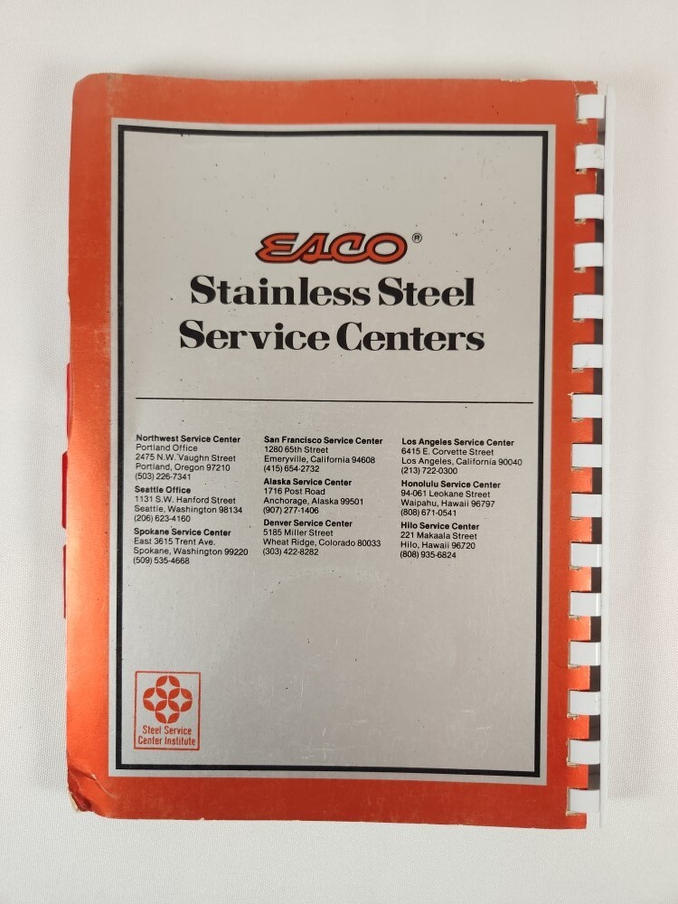 Esco Stainless Steel Stock List And Technical Data 1975 E76-104-5