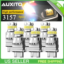 6X AUXITO 3157 4157 LED Reverse Backup Turn Signal DRL Light Bulb 6500K White