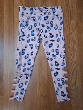 Ideology Pink W/ Blue Prints Capri Strappy Sports Leggings Girl's Size Small