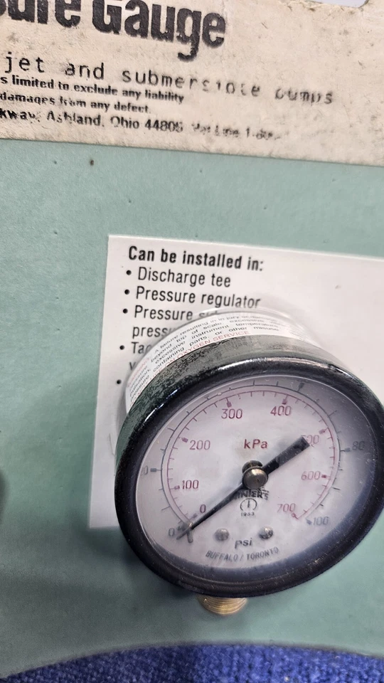 1/4” NPT 100 PSI Press Gauge, Water Ace, RG-2, 05003A500, New, Unopen, SEE PICS  - Image 4 of 4