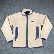 Vintage Patagonia Deep Pile Fleece Mens Medium Oatmeal 90s USA Retro Jacket