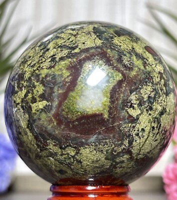 60mm DRAGON BLOOD SPHERE - Green Red Mineral Ball Jasper Chakra Witch Crystal