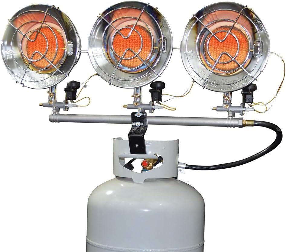 Tip-Over Protection Triple Tank Top Gas Heater 10000 BTU Radiant Infrared Heater
