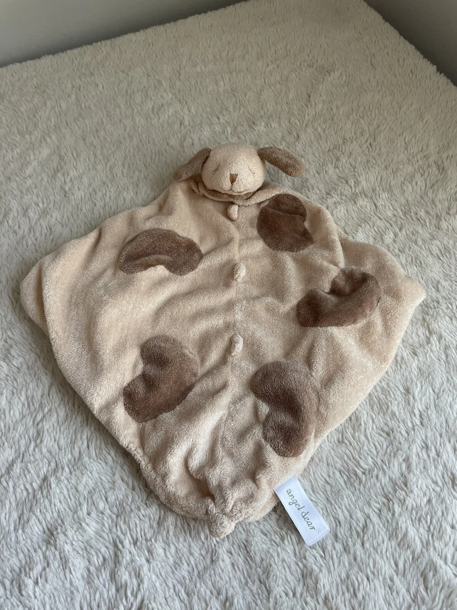 Angel Dear Puppy Dog Lovey Security Blanket Plush Tan Brown Spots