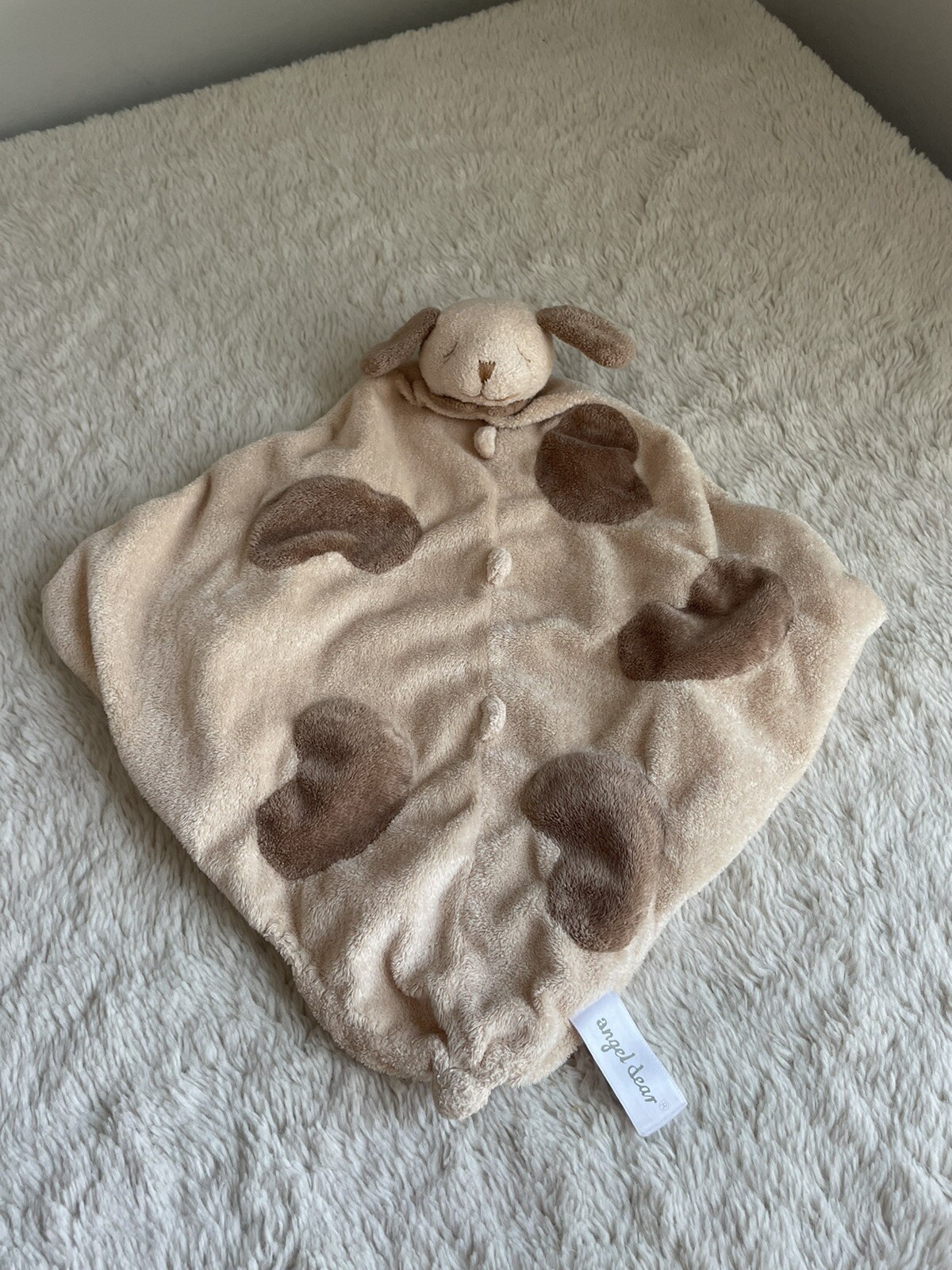 Angel Dear Puppy Dog Lovey Security Blanket Plush Tan Brown Spots eBay