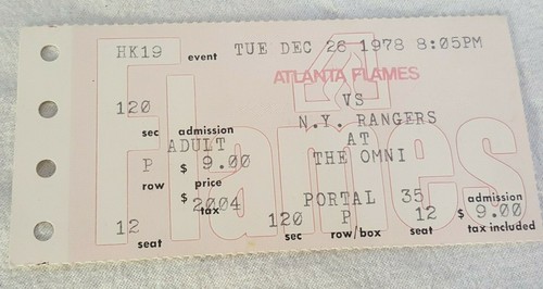 1978 ATLANTA FLAMES VS NEW YORK RANGERS NHL HOCKEY TICKET GAME DEFUNCT TEAM OLD - Picture 7 of 8