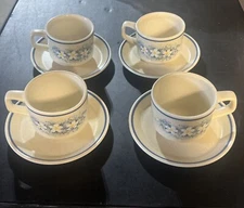 Vintage Temper-Ware by Lenox DEWDROPS Coffee Cup & Saucer Set 1970's - lot of 4