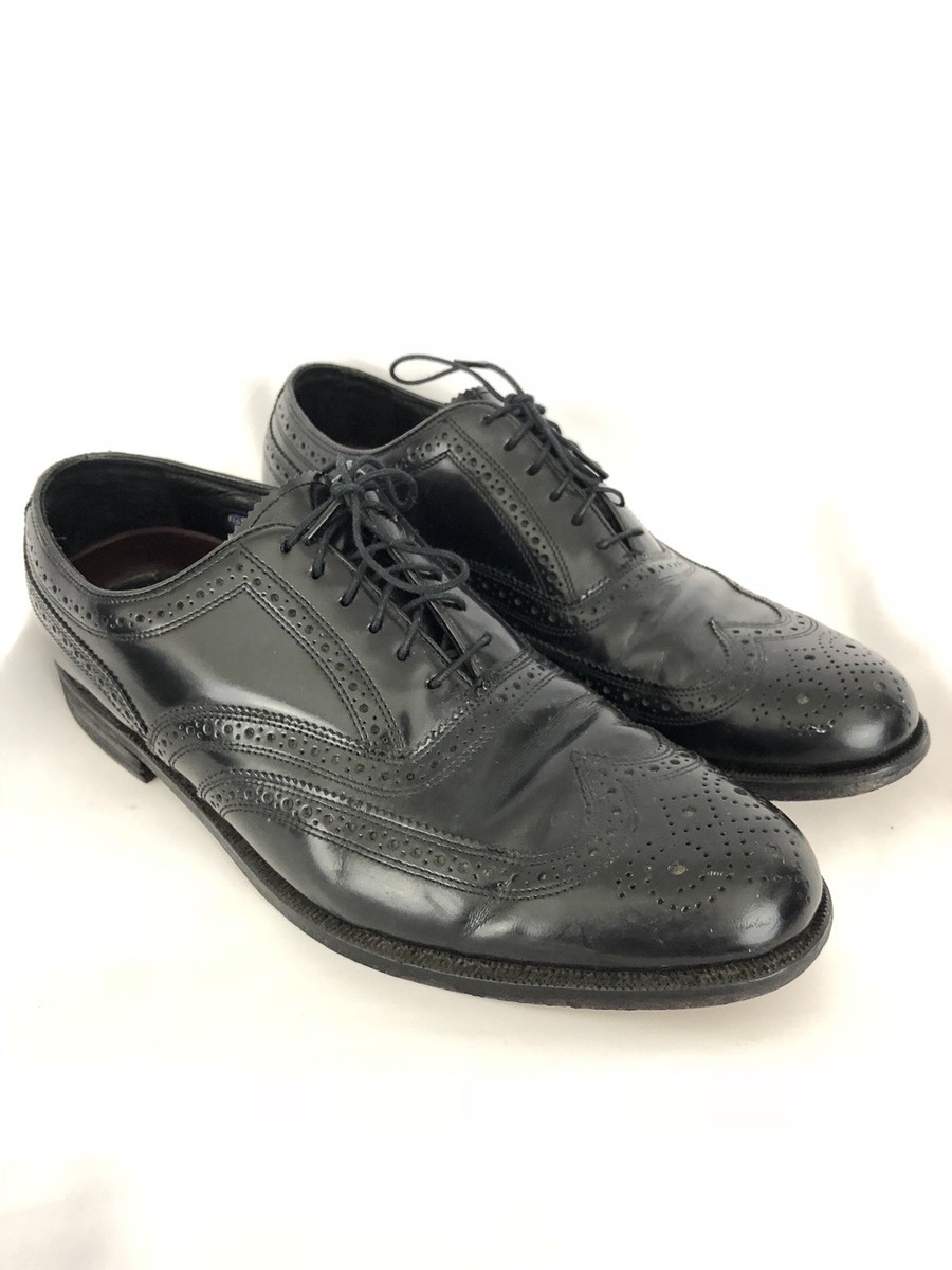 Florsheim Mens Black Leather Wingtip Lace Up Dress Shoes  display picture 1