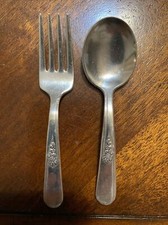 VINTAGE HOLMES  EDWARDS "YOUTH" SILVERPLATE BABY FORK  SPOON