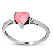 Shelly Engagement Promise Ring for Women Heart Pink Opal Sterling Silver by G...