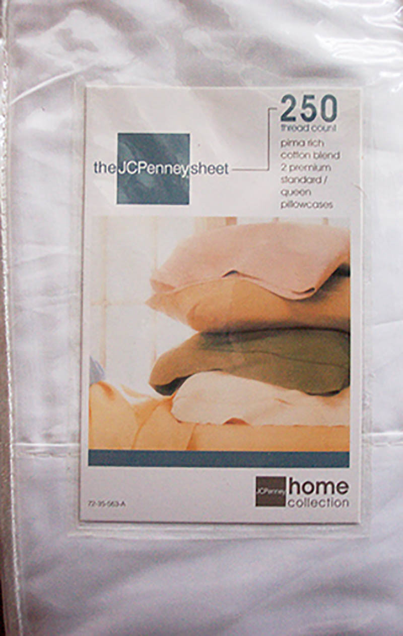 New Solid White JC Penneys Standard Size Pillow Cases 250 Thread Count