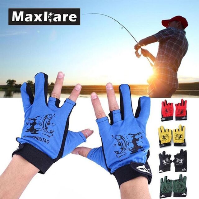 Cloth Sun Protection Non-Slip 3 Finger Cut Anti-Slip Fishing Gloves Breathable