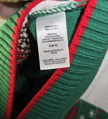 HOLIDAY TIME BOYS SANTA PAWS BULLDOG UGLY SWEATER SIZE SMALL Christmas - Picture 7 of 7