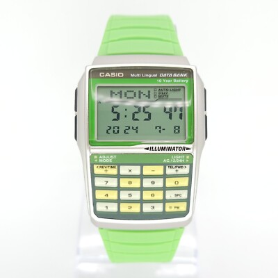 NOS CASIO DBC-32C-3BJF GREEN DATA BANK CALCULATOR DIGITAL WATCH 2008  UK