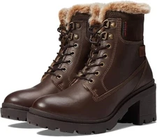 Women's Eric Michael Phylis Waterproof Lace Up Side Zipper Leather Bootie Brown