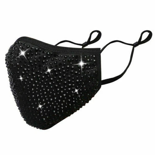 Rhinestone Face Mask Bling Crystal Mask Reusable Washable With Filter Pocket - Image 4 of 4