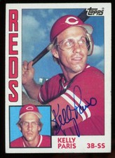 1984 Topps KELLY PARIS Signed Card autograph AUTO REDS HUGE GLASSES