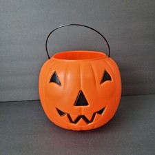 General Foam Plastics Halloween Pumpkin Pail Treat Bucket JOL VTG Made in USA