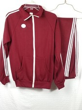 Vintage Made In U.S. Burgundy Full Zip Track Suit w/ White Stripes - RN 14666