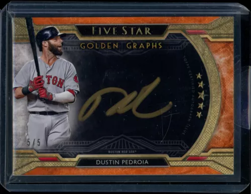 2018 Topps Five Star Golden Graphs Dustin Pedroia Orange Auto /5 Red Sox