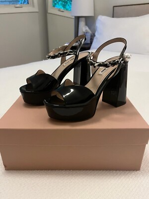 Miu Miu Designer Shoes Patent Leather Platform Heels size