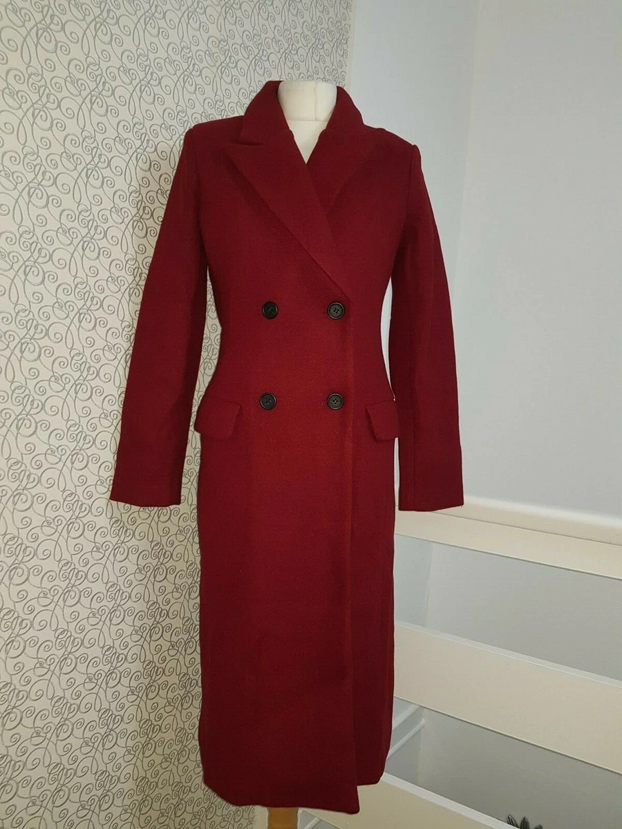 Red berry Double Breasted long Coat winter jacket size S | eBay