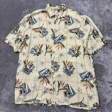 Pierre Cardin Shirt Mens Large Floral Short Sleeve Button Rayon Beach Vacation