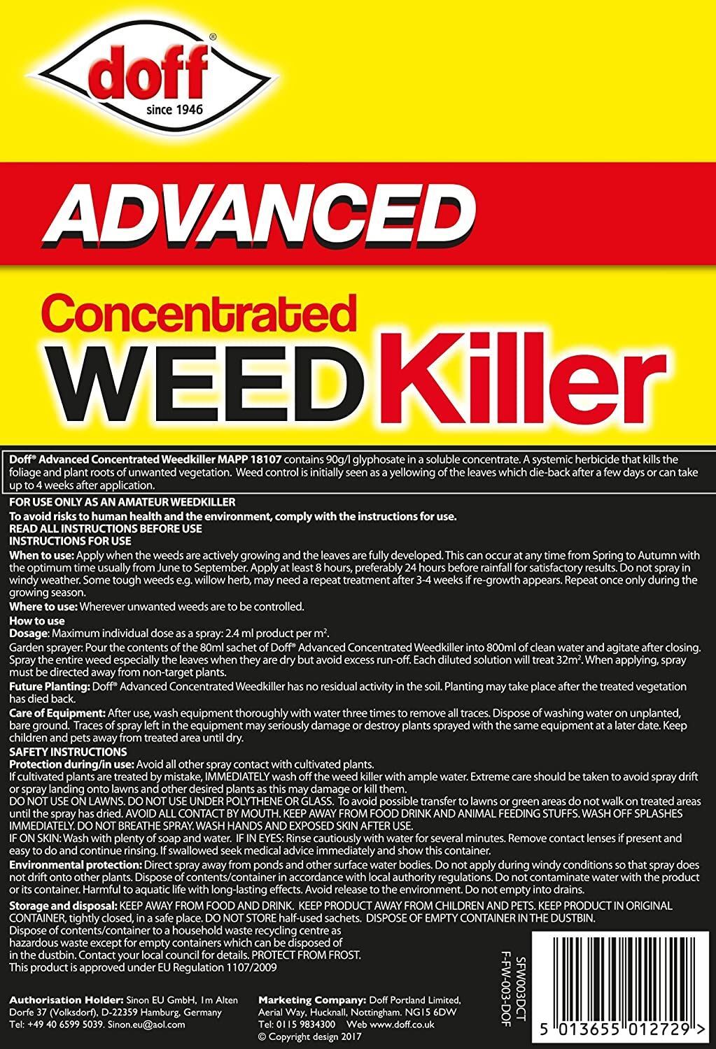 Doff Super Strength Glyphosate Weed Killer Concentrate Root Killing 3 Sachet eBay